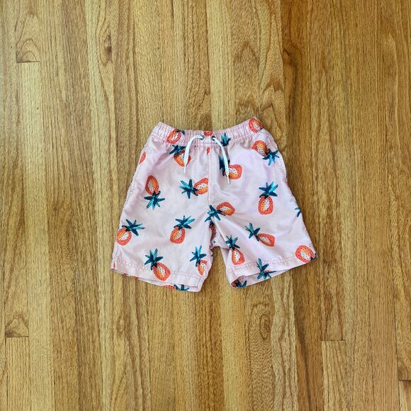 Hanna Andersson Swim Trunks, Pink with Pineapples, Boys Size 8 - Picture 2 of 4